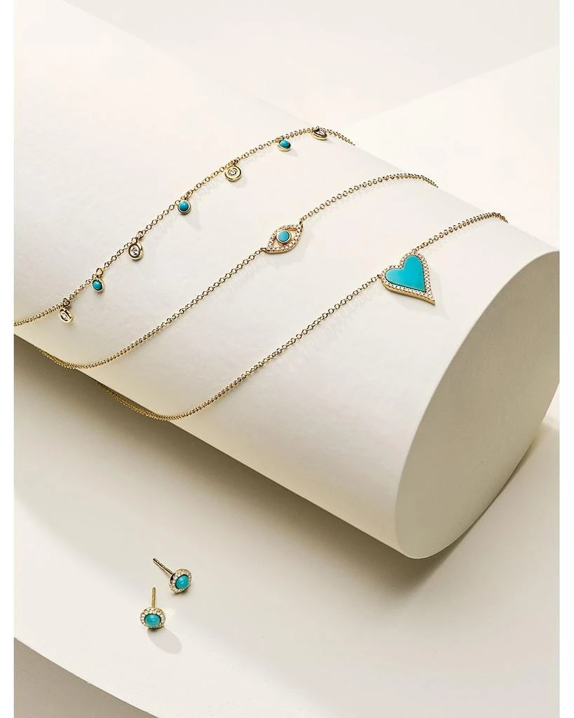 Moon & Meadow 14K Yellow Gold Turquoise & Diamond Dangle Collar Necklace, 18" - Exclusive 2