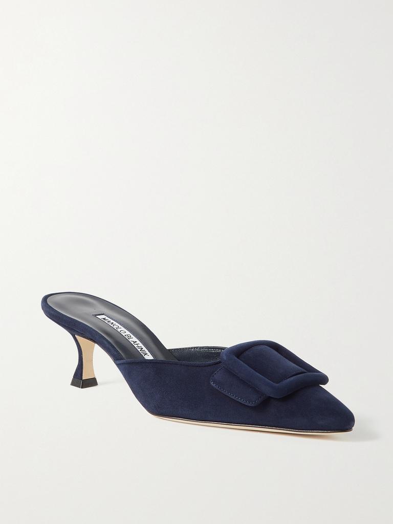 Manolo Blahnik Maysale 50 搭扣绒面革穆勒鞋 - IT35 - Slippers