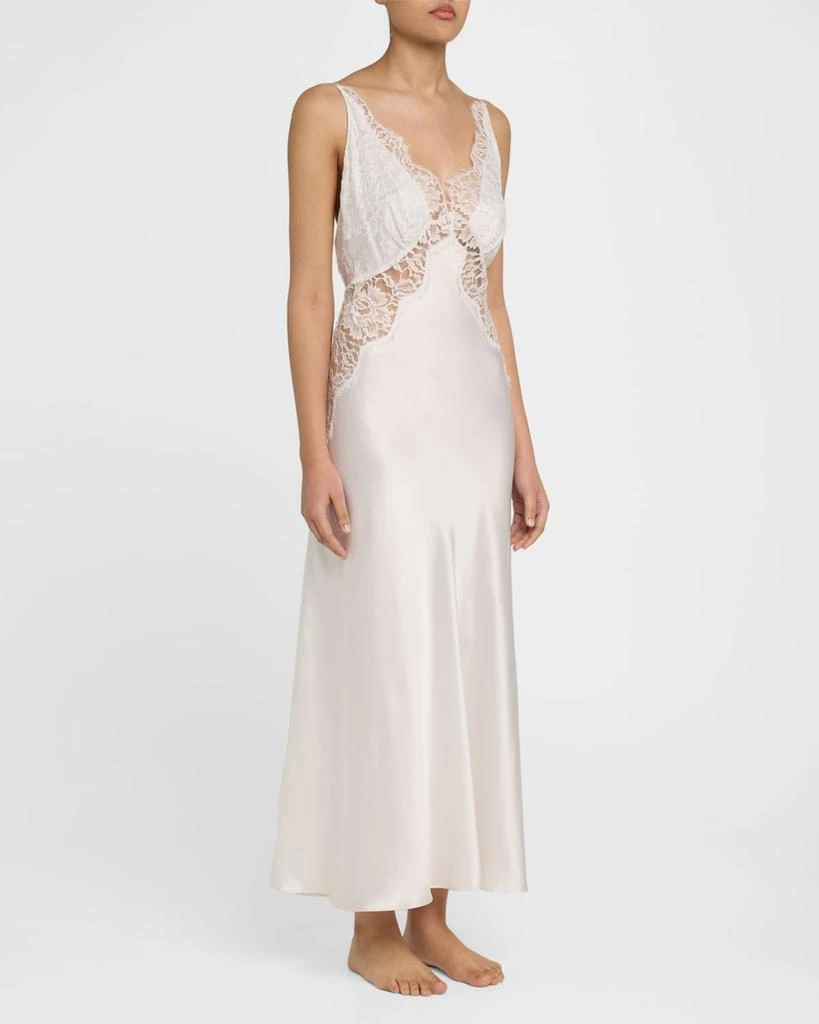 Christine Lingerie Backless Lace & Silk Charmeuse Nightgown 4