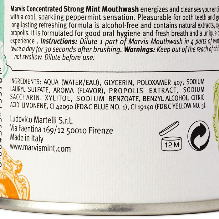 Marvis Strong Mint Mouthwash 4.0 oz.