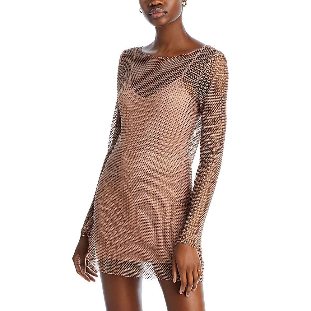 L*Space L*Dancing Queen Crystal Embellished Mesh Mini Dress Swim Cover-Up 1