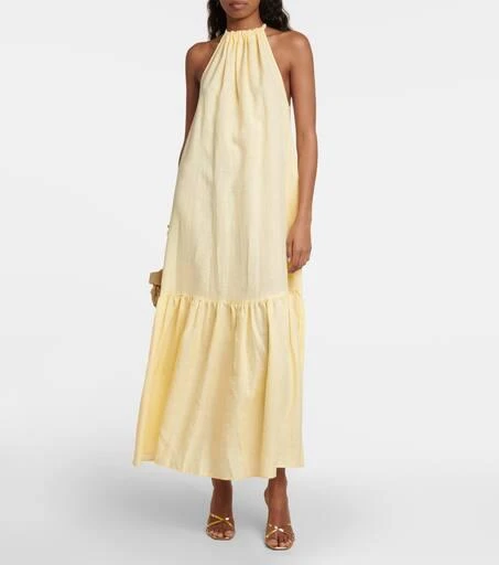 Asceno Ibiza halterneck linen maxi dress - L