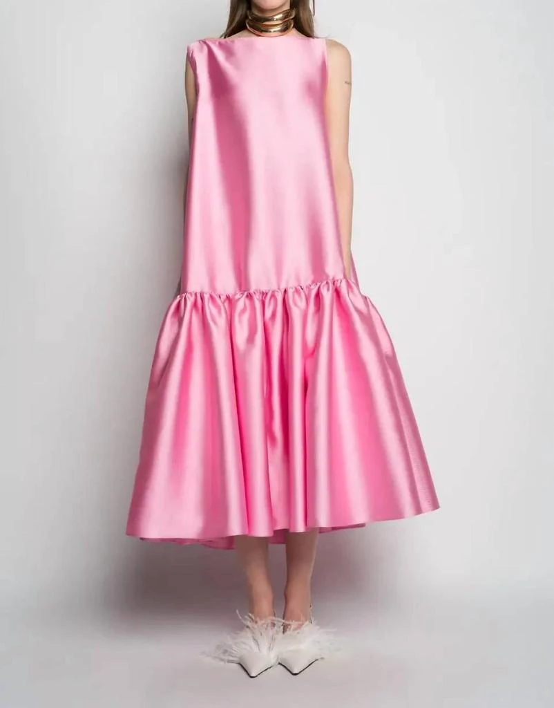 Marques Almeida Sleeveless Puff Hem Midi Dress In Pink 1