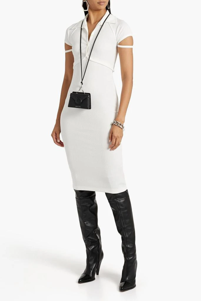 Helmut Lang Cutout ribbed jersey shirt dress 2