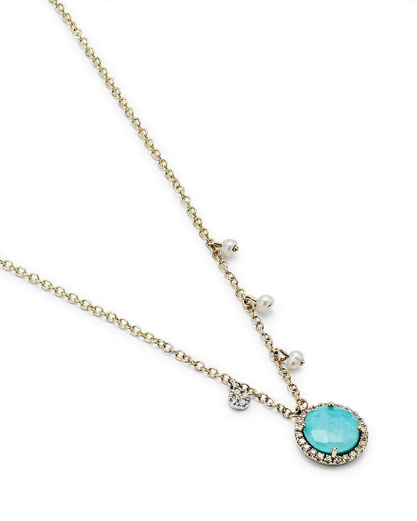 Meira T 14K Yellow Gold Turquoise Doublet and Diamond Pendant Necklace with Cultured Freshwater Pearl Charms, 16" 3