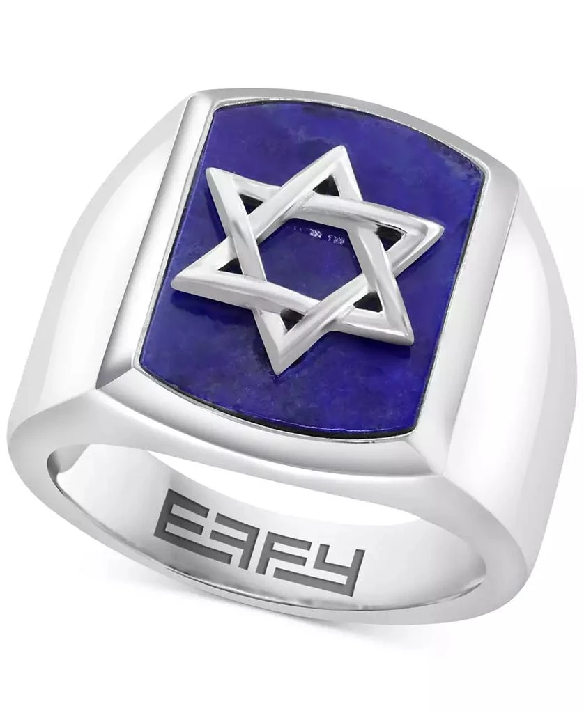 Effy EFFY® Men
s Lapis Lazuli 
Star of David Polished Ring in Sterling Silver