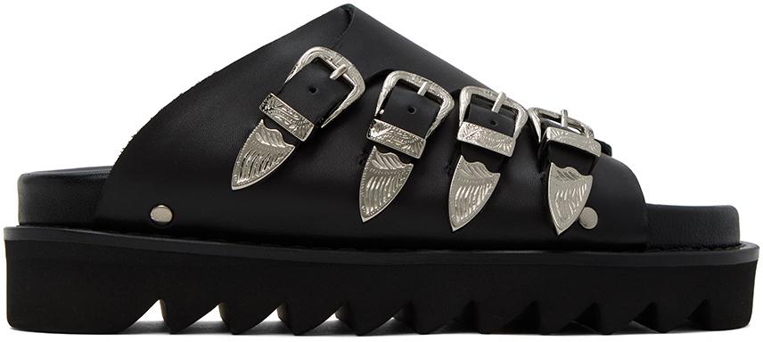 SSENSE Exclusive Black Cross Strap Flat Sandals – On Sale