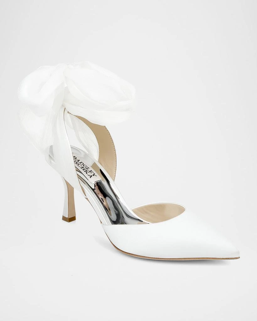Badgley Mischka Blaze Satin Ankle-Wrap Halter Pumps 1