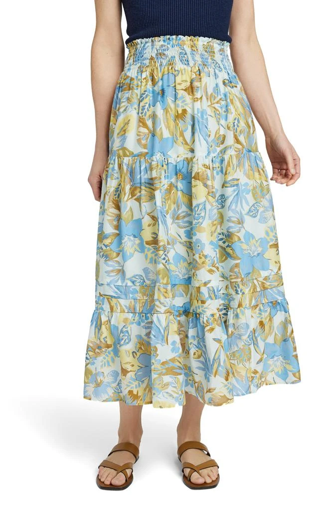 Faherty Ivy Floral Tiered Maxi Skirt 1