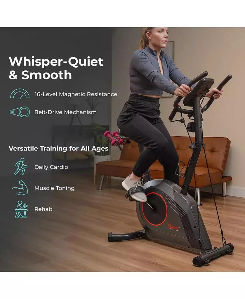 Sunny Health 
Fitness Smart 16-Level Magnetic Resistance Upright Bike, with Workout Bands 
Free SunnyFit App via Bluetooth 7