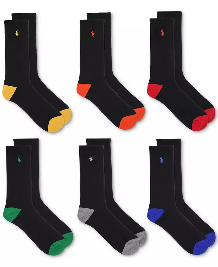 Ralph Lauren Men's 6-Pk. Performance Colored Heel Toe Crew Socks 1