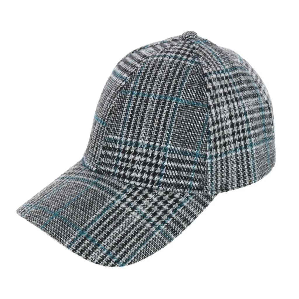 David & Young Women's Menswear Houndstooth Plaid Baseball Cap 2