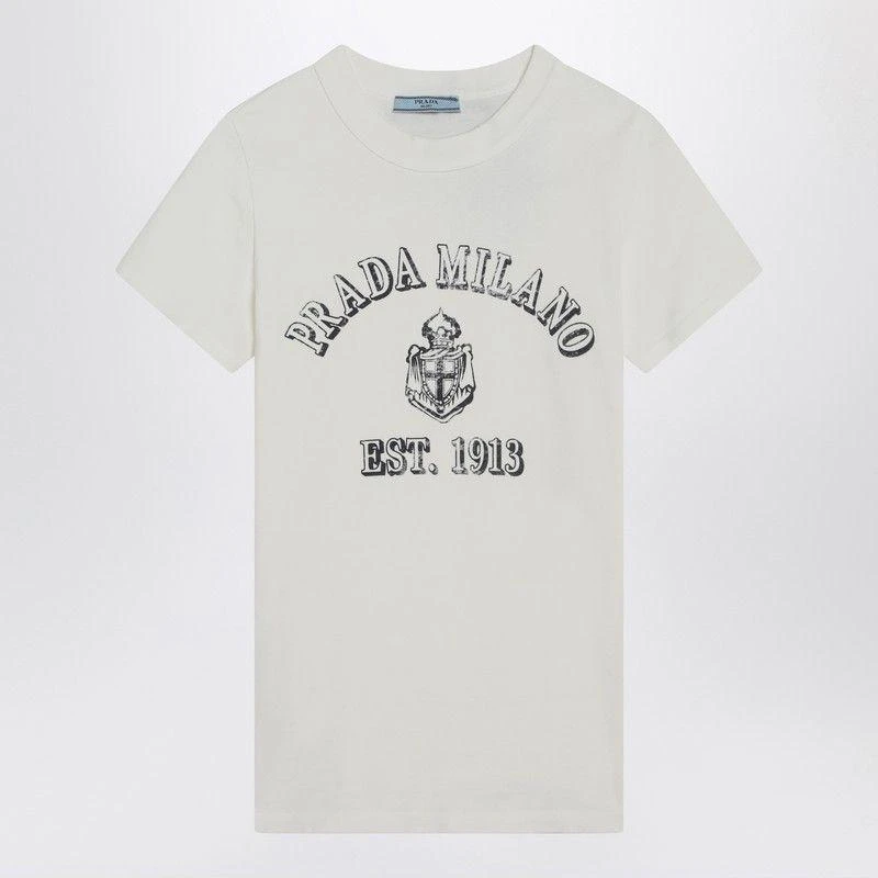 Prada WHITE T-SHIRT WITH LOGO PRINT 1