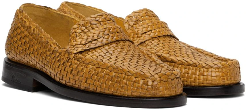 Marni Orange Basket-Woven Loafers 4