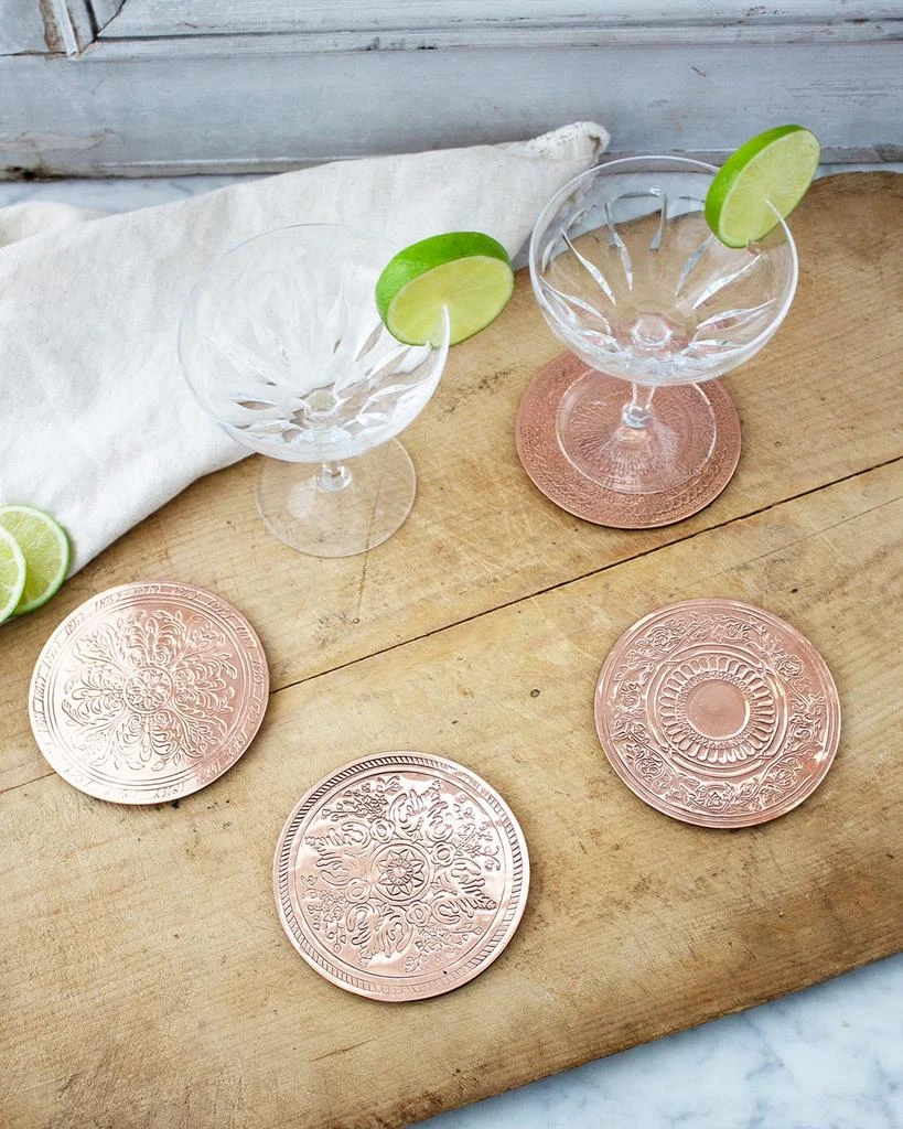Coppermill Kitchen Vintage-Inspired Copper Coasters, Set of 4 1