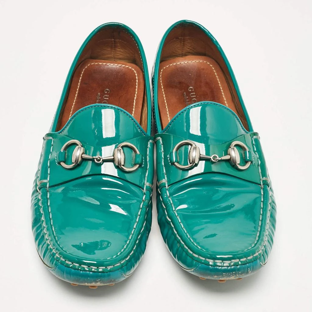 Gucci Gucci Green Patent Leather Slip On Loafers Size 38 3