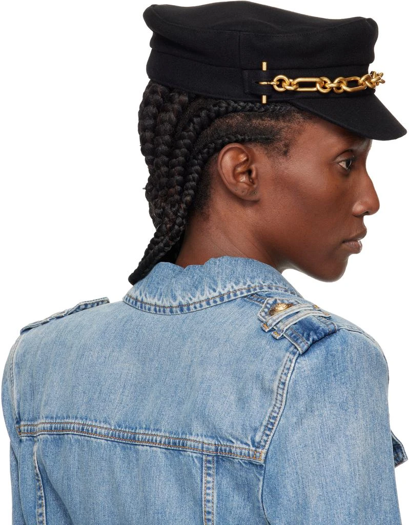 Balmain Black Brandebourg Wool Cap 3