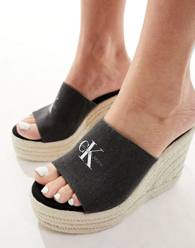 Calvin Klein Calvin Klein Jeans slide wedge rope sandals in multi 2
