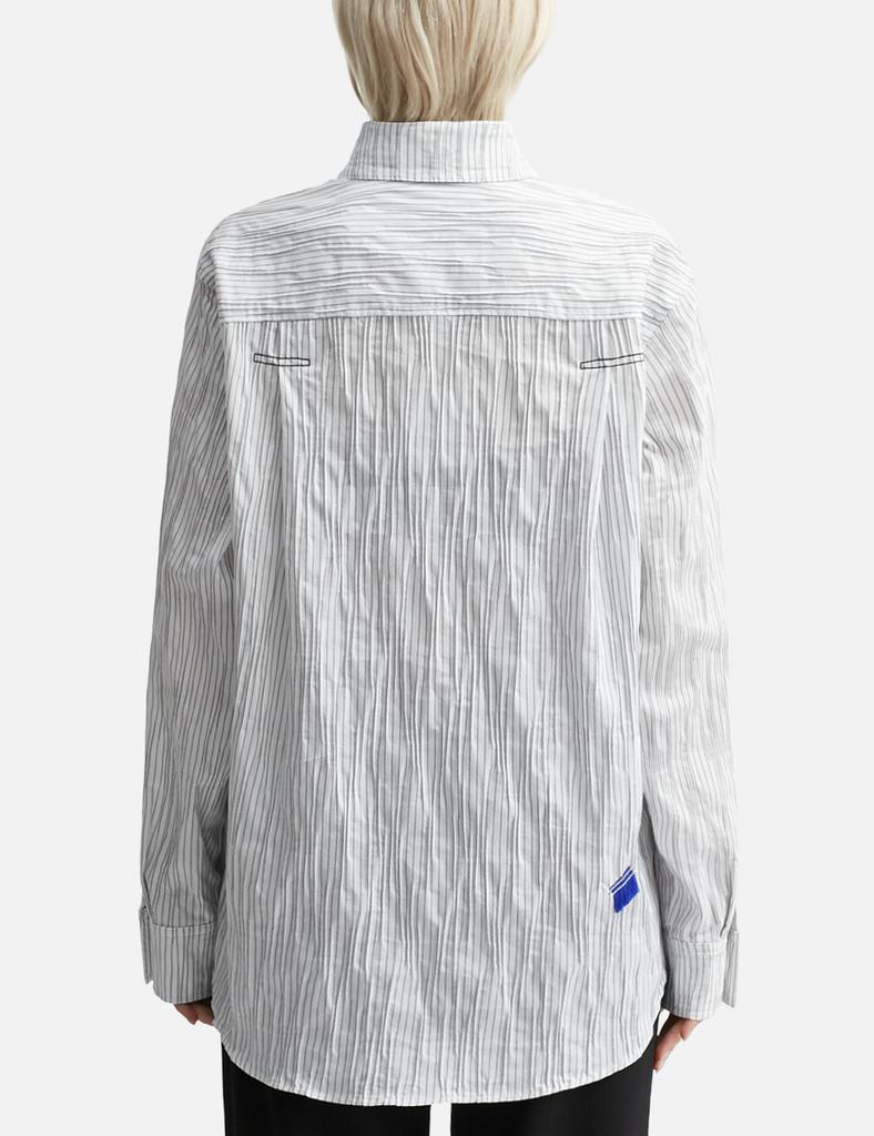 ADER error Pleat Detail Stripe Long Sleeve Shirt