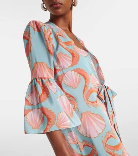 Adriana Degreas Printed gathered silk midi dress 4