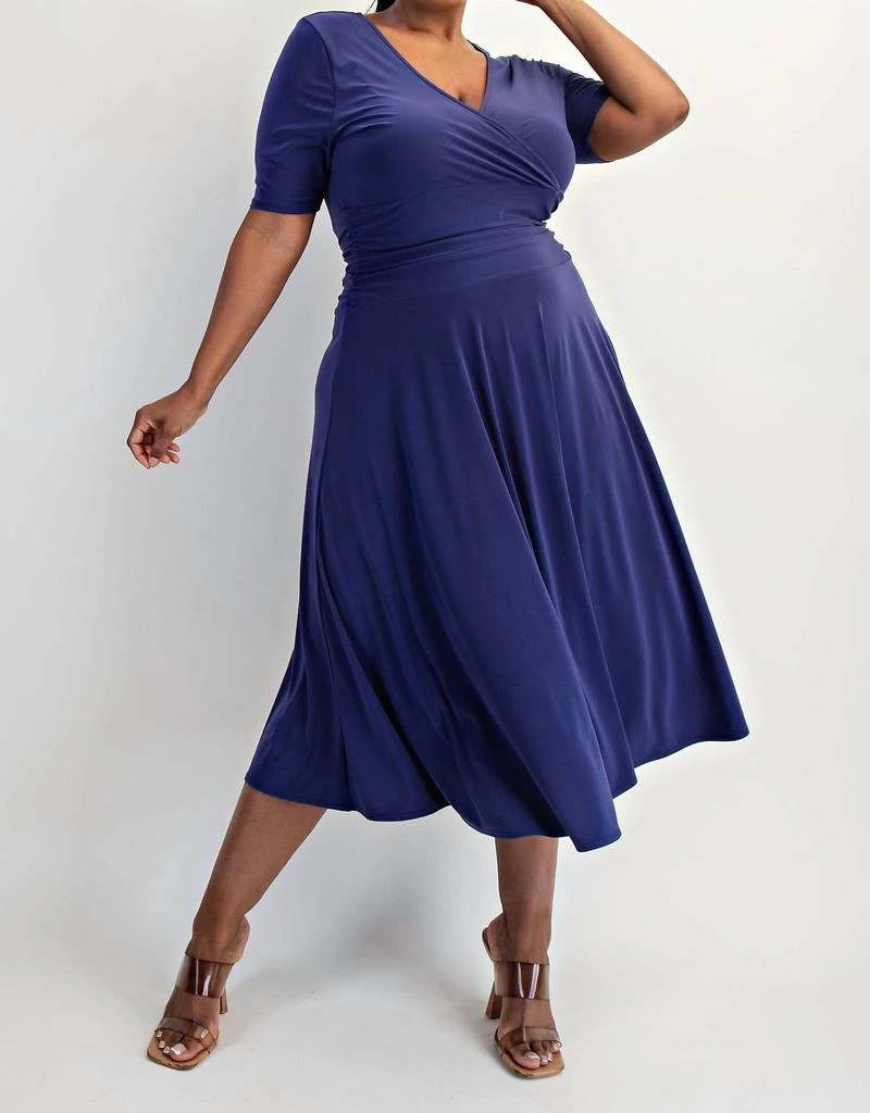 The Curve La - Plus Size Knit Surplice Midi Dress With Full Skirt  On Sale  Now with Up to 44% Off | Discover Exclusive Deals & Savings at BeyondStyle   Authentic