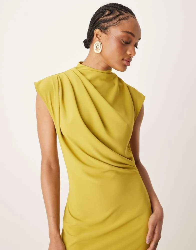 knee length dresses for ladies Rent ASOS DESIGN Foil Bandeau Midi Dress In Gold Metallic