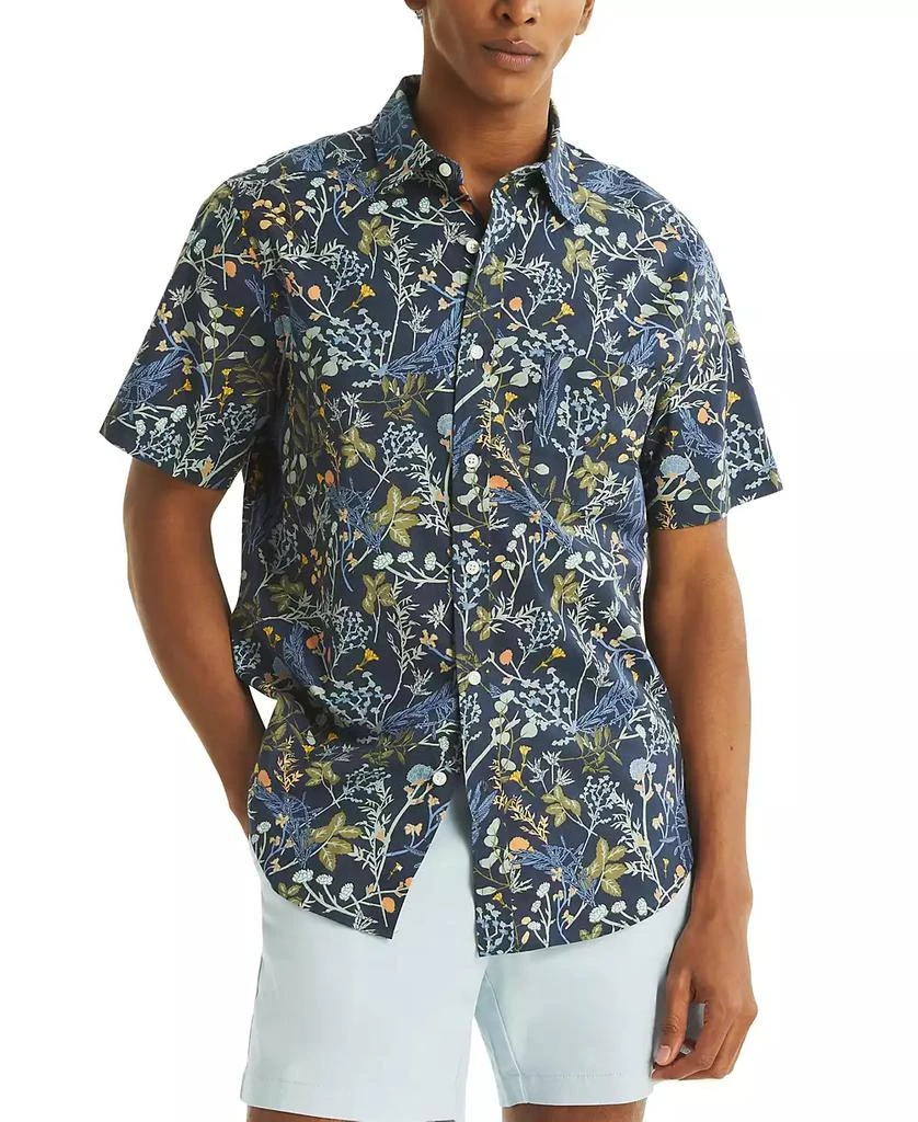 Nautica Men's Short Sleeve Button-Front Floral Print Shirt 1