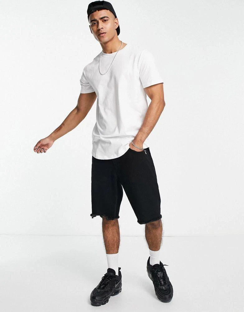 Jack & Jones Jack & Jones Essentials longline t-shirt with curve hem in white 3
