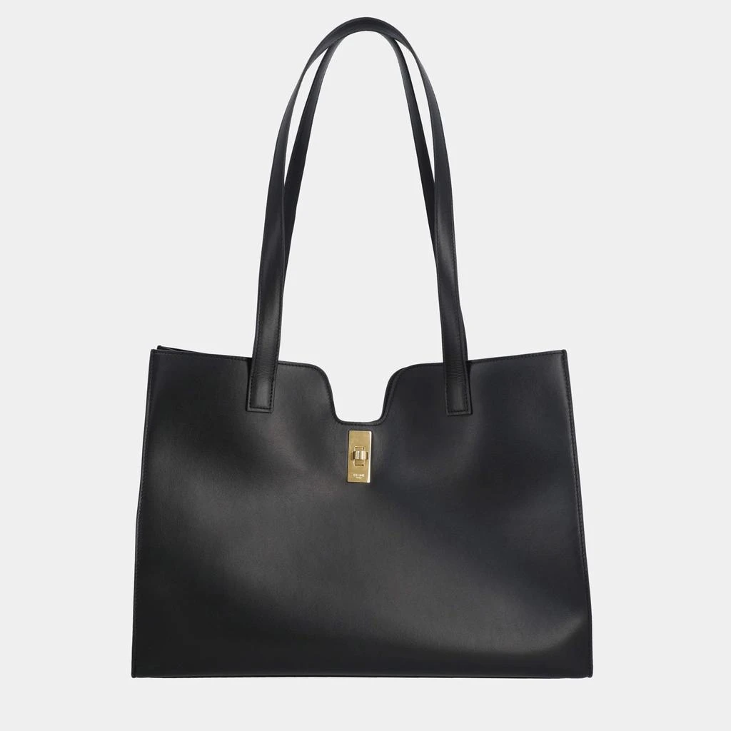 Celine Celine Black Calfskin Leather Smooth Cabas 16 Tote Bag 1