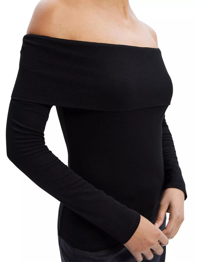 Theory Off-the-Shoulder Rib-Knit Top 6