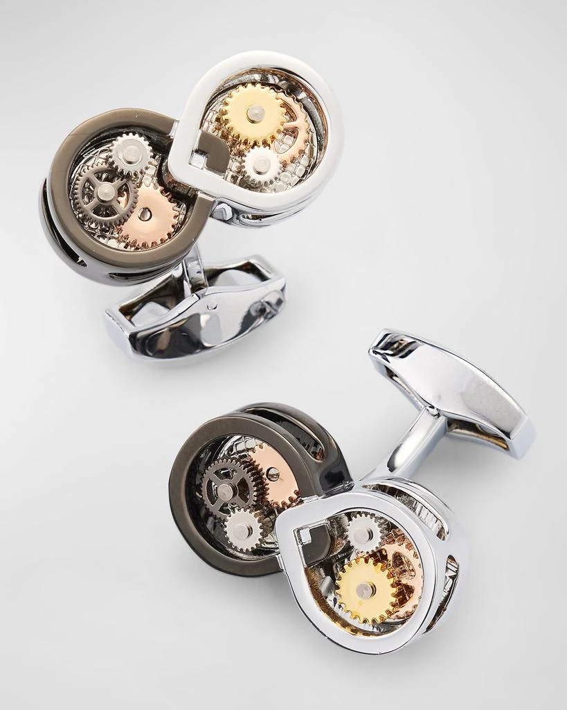 Tateossian Men's Infinity Gear Cufflinks in Palladium Plated with Multicolour Gears 1