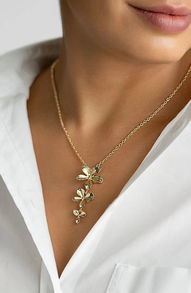 ADORNIA Petal Triple Flower Drop Pendant Necklace 2