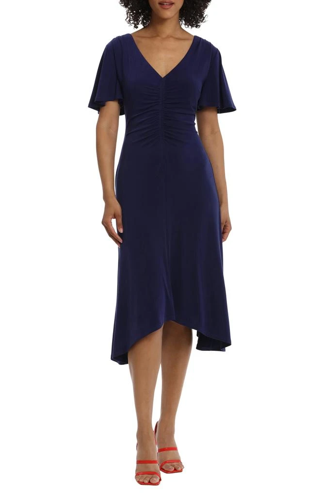 Maggy London Ruched Flutter Sleeve Midi Dress 1