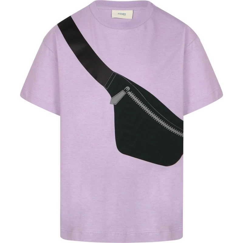 Fendi Embossed logo belt bag print lilac t shirt 2
