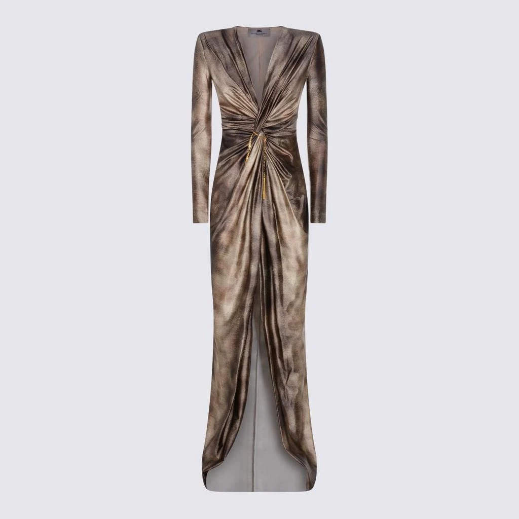 green emerald velvet dress ELISABETTA FRANCHI Women's long yellow dress with jewel detail – Pavidas