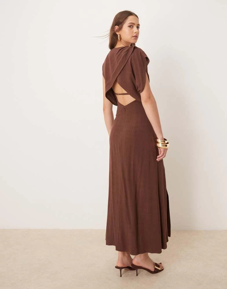 ASOS DESIGN linen open back draped waist midi dress in chocolate On Sale Now with Up to 31% Off | Discover Exclusive Deals & Savings at BeyondStyle Authentic ASOS Home|women ASOS DESIGN linen open back draped waist midi dress in chocolate On Sale Now with Up to 31% Off | Discover Exclusive Deals & Savings at BeyondStyle Authentic ASOS Home|women