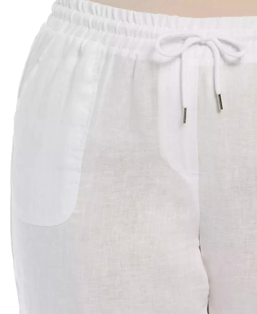 Rafaella Plus Size 100% Linen Wide Leg Drawstring Pants 3