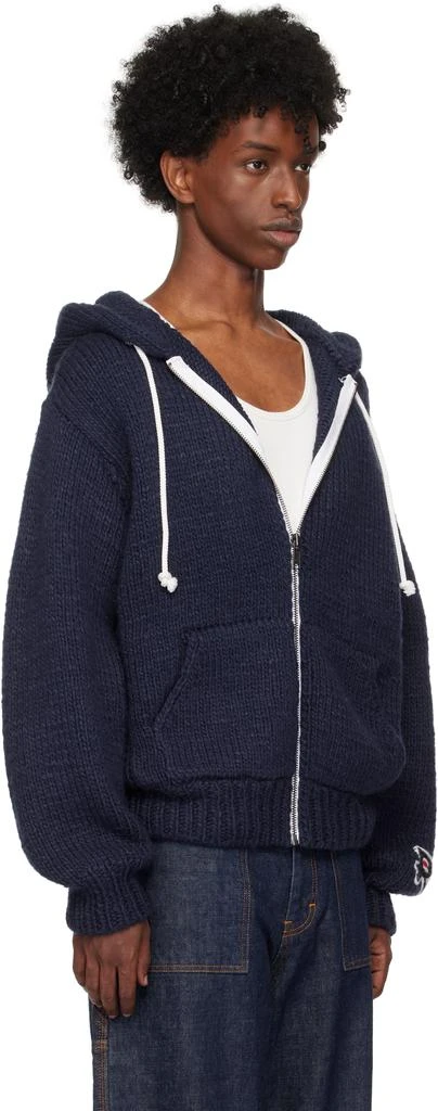 RICE NINE TEN Navy Hand Knitted Zip Hoodie 2