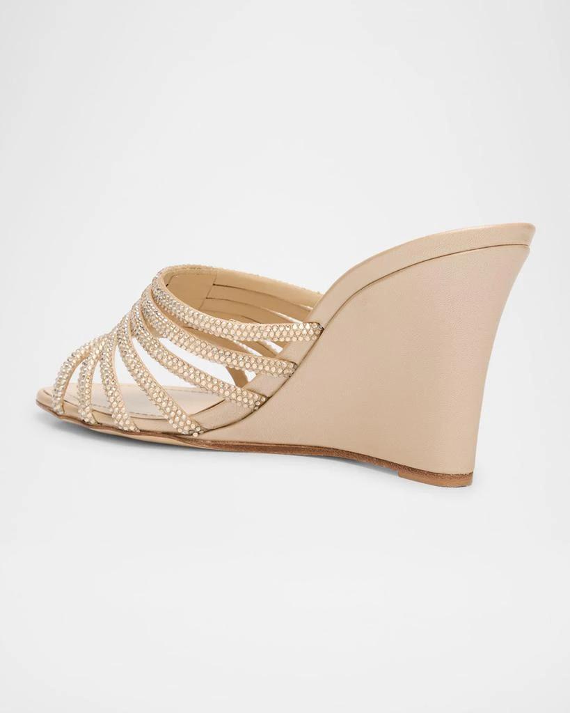 Rene Caovilla Satin Crystal-Embellished Strappy Wedge Slides 2