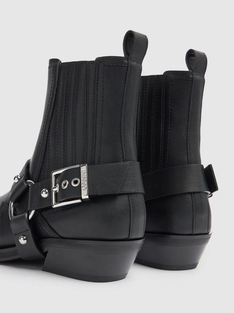 Ganni 40mm Fitted Recycled Leather Ankle Boots 4