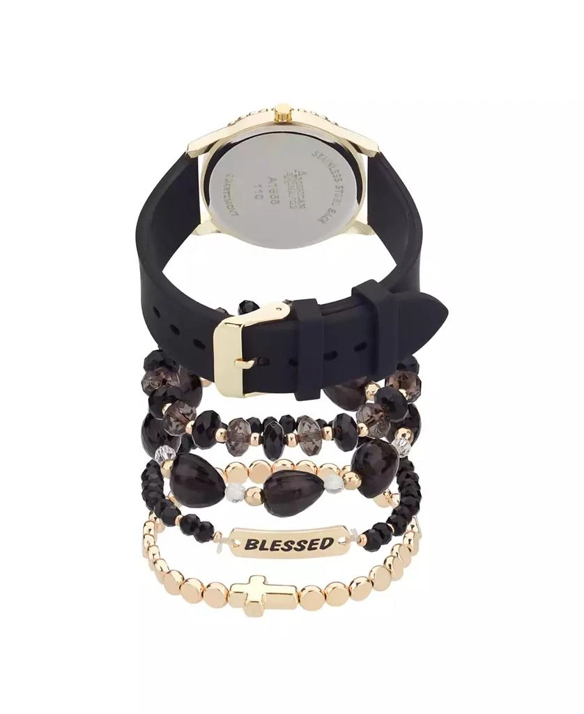 American Exchange Women's Matte Black Silicone Strap Analog Watch 38mm Gift Set 3