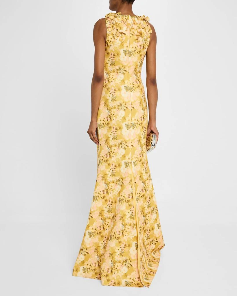 Badgley Mischka Floral-Print Scuba Trumpet Gown 3