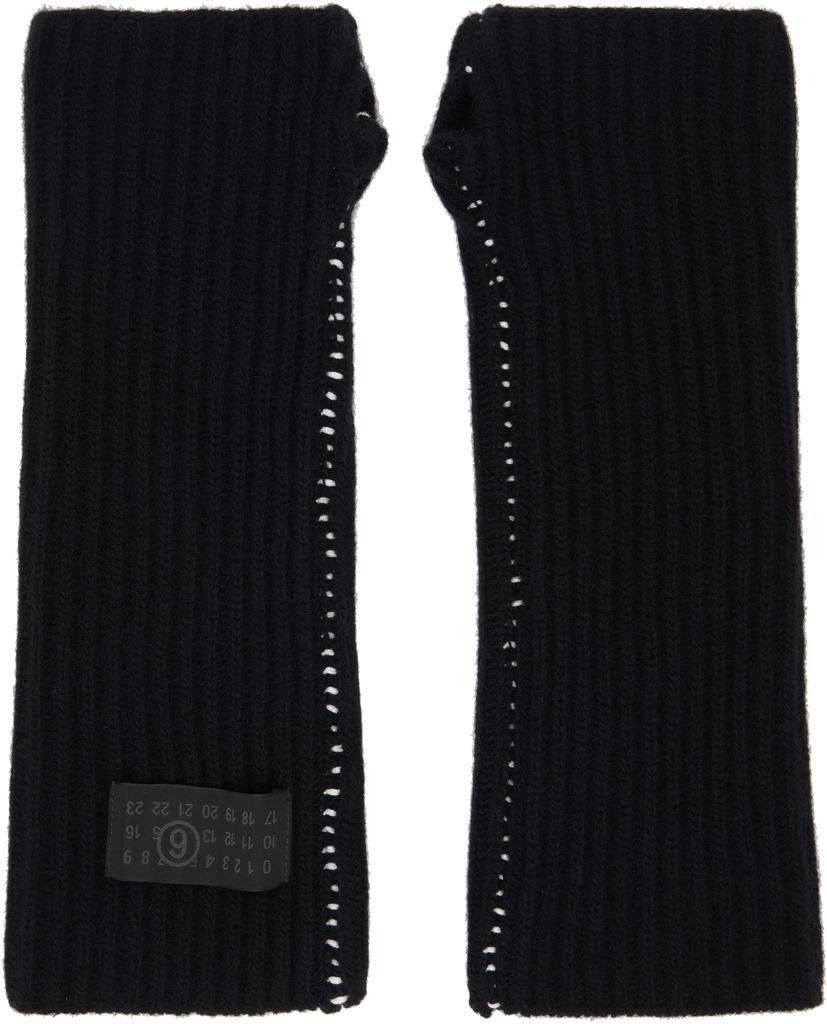 MM6 Black Fisherman Knit Arm Warmers