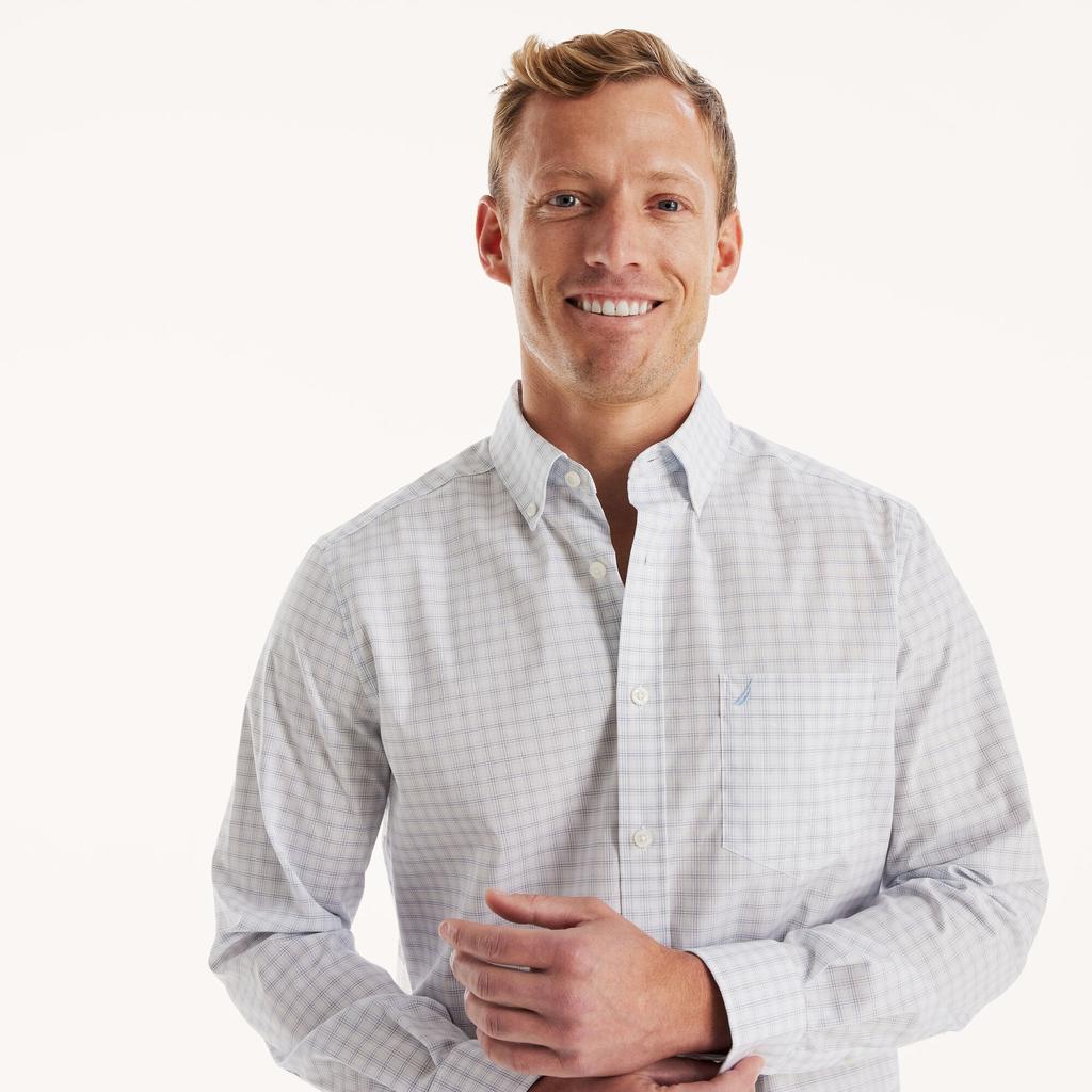 Nautica Mens Classic Fit Wrinkle-Resistant Plaid Shirt