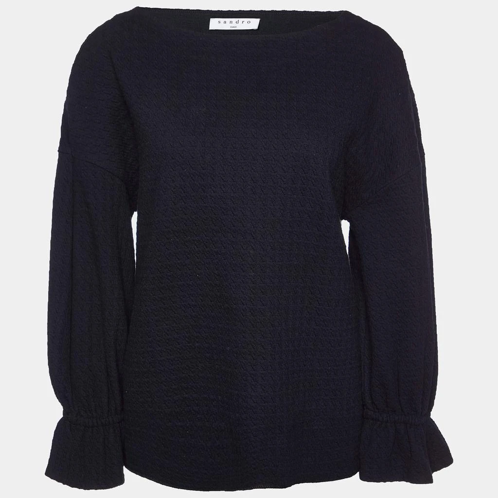 Sandro Sandro Black Cotton Lolipop Balloon Sleeve Top M 1