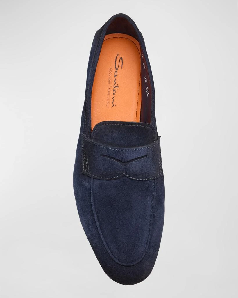 Santoni Men's Carlos Suede Penny Loafers 5