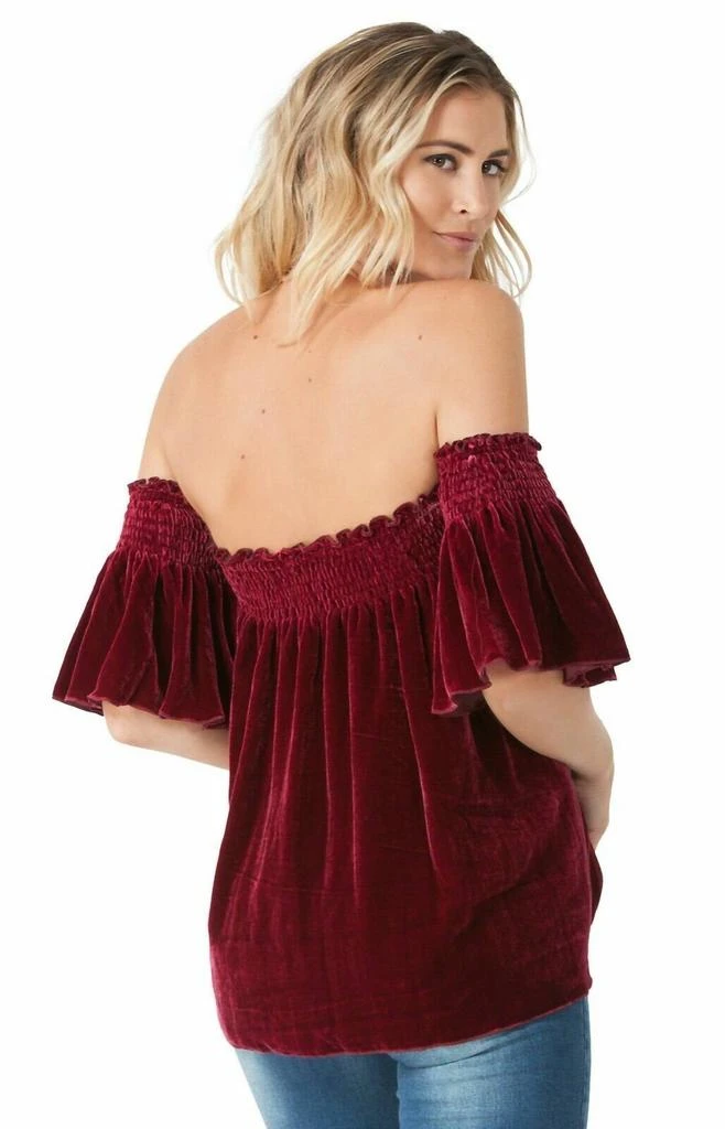 Hale Bob Hale Bob - Silk Velvet Off Shoulder Smocked Blouse 3