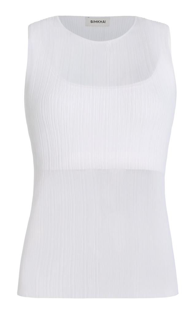 SIMKHAI SIMKHAI - Oakley Plisse Tank Top - White - XL - Moda Operandi