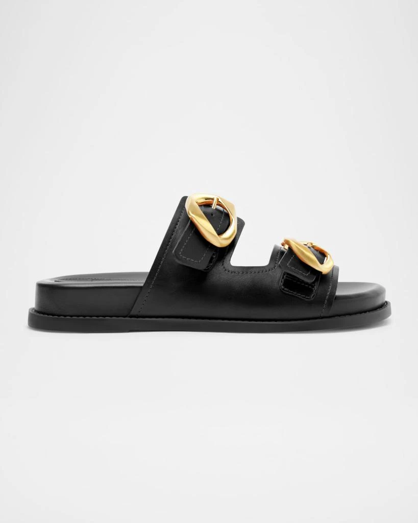 Schutz Olga Leather Buckle Sporty Sandals 1