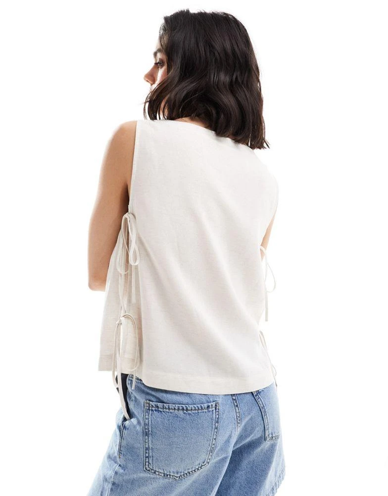 ASOS ASOS DESIGN linen sleeveless top with tie side details in natural 4